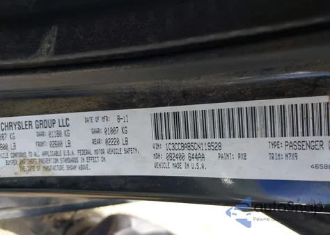 2012 Chrysler 200 Lx из США, поврежденный, VIN 1C3CCBAB5CN119528